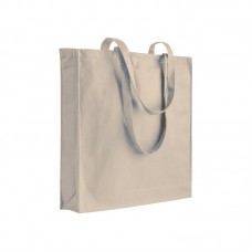 SHOPPER CON SOFFIETTO IN COTONE 250 G/M2, MANICI LUNGHI E CHIUSURA CON ZIP