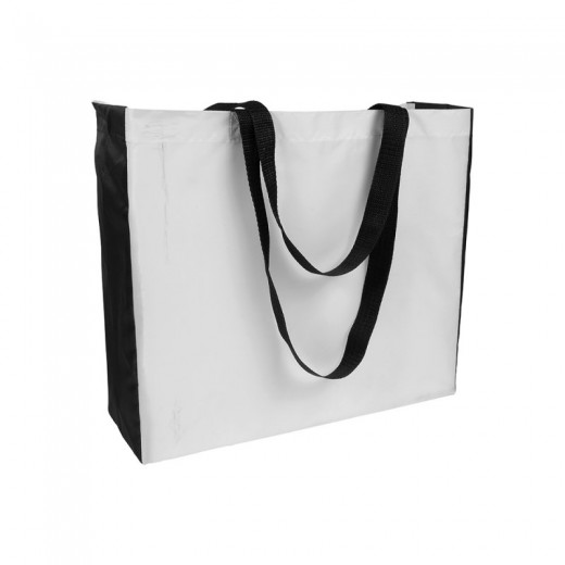 SHOPPER CON SOFFIETTO COLORATO IN POLIESTERE 210D RESISTENTE AL CALORE CON LIEVI MACCHIE