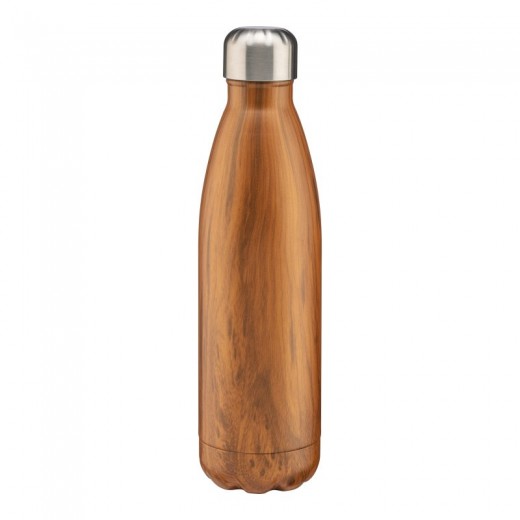 THERMOS IN ACCIAIO INOSSIDABILE CAPACITà 500 ML CON DOPPIA PARETE ISOLANTE. EFFETTO LEGNO