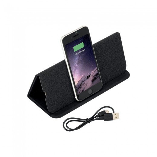 MOUSEPAD E SUPPORTO PER CELLULARE IN R-PET, CON CARICABATTERIE WIRELESS