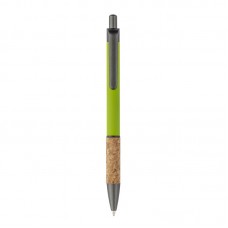 PENNA IN ALLUMINIO CON IMPUGNATURA IN SUGHERO, CLIP, TOP E PUNTA BRUNITI