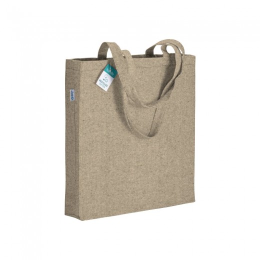 SHOPPER IN COTONE RICICLATO 280 G/M2, MANICI LUNGHI E SOFFIETTO