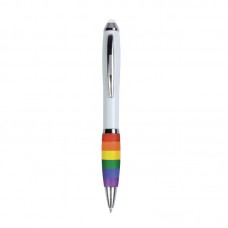 PENNA TWIST IN PLASTICA CON FUSTO BIANCO, IMPUGNATURA ARCOBALENO