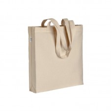 SHOPPER IN COTONE BIOLOGICO 220 G/M2, MANICI LUNGHI E SOFFIETTO