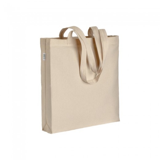 SHOPPER IN COTONE BIOLOGICO 220 G/M2, MANICI LUNGHI E SOFFIETTO