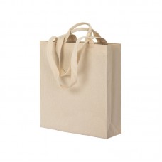 SHOPPER CON SOFFIETTO IN COTONE  220 G/M2, CON DOPPI MANICI