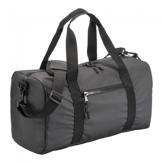 BORSA DUFFLE IN POLIESTERE WATER RESISTANT. TRACOLLA REGOLABILE E REMOVIBILE CON FIBBIA
