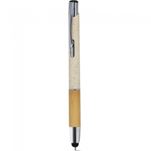 PENNA A SFERA CON TOUCH SCREEN IN PAGLIA DI GRANO ABS BAMB E METALLO ABS B11273
