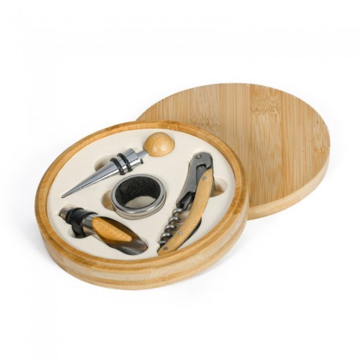 SET VINO PEZZI IN BAMB E METALLO E14297