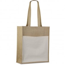 BORSA SHOPPER CON SOFFIETTO IN IUTA E COTONE Q24865