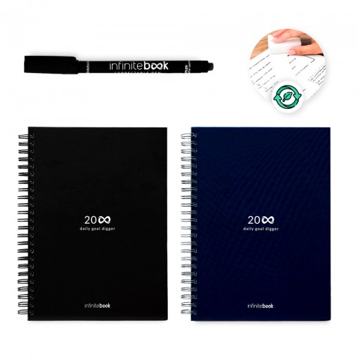 STARTER KIT INFINITE PLANNER A5. Il set include un "Infinity Diary", un kit di pulizia, un pennarello e un porta pennarello 33202