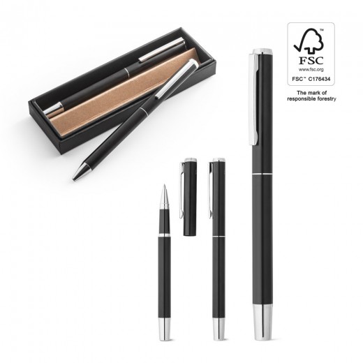 LEAH. Set penna roller e penna a sfera in alluminio (rispettivamente al 94% e al 94%) con clip 91782