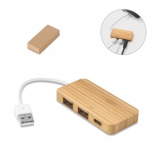 MOSER. HUB con 2 porte USB-A e 1 USB-C in bambù 97127