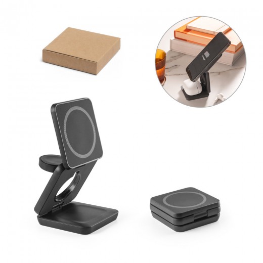 BROGLIE. Caricatore wireless magnetico superveloce 3-in-1 da 15W in ABS riciclato (100% rABS) 97169