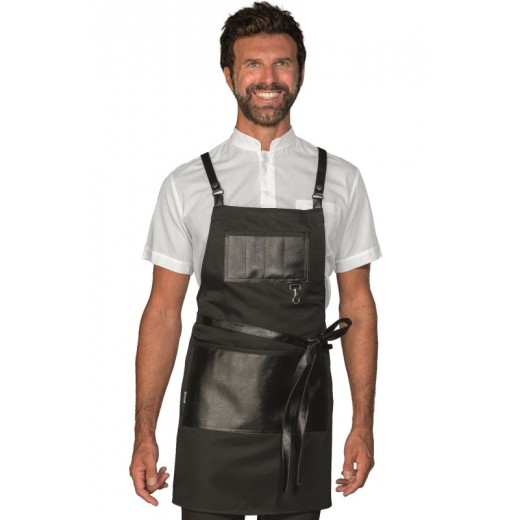 GREMBIULE BRISTOL SHORT CON INSERTI E LACCI IN PELLE - ISACCO 088901S