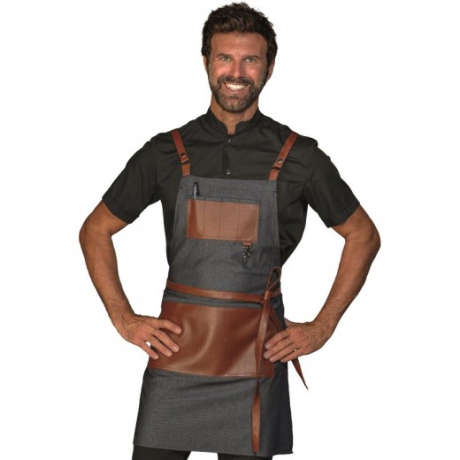 GREMBIULE BRISTOL SHORT CON INSERTI E LACCI IN PELLE - ISACCO 088941S