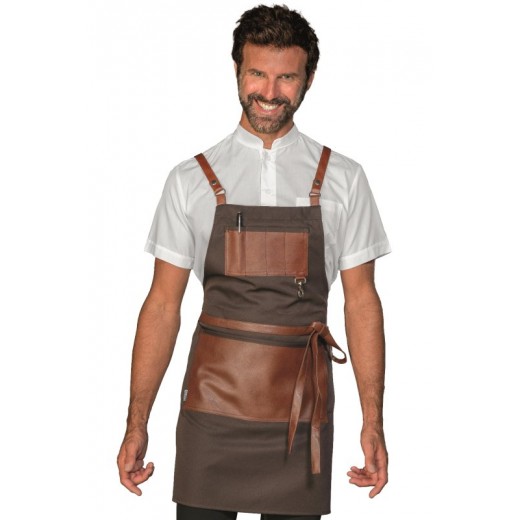 GREMBIULE BRISTOL SHORT CON INSERTI E LACCI IN PELLE - ISACCO 088985S