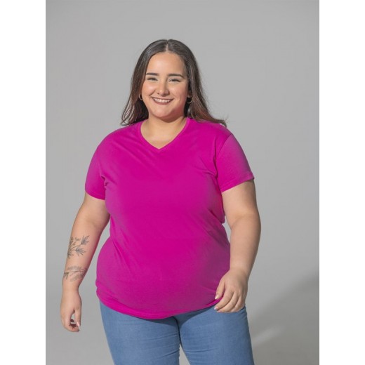 T-SHIRT DONNA MANICA CORTA COLLO A V CURVES CURVSPICO