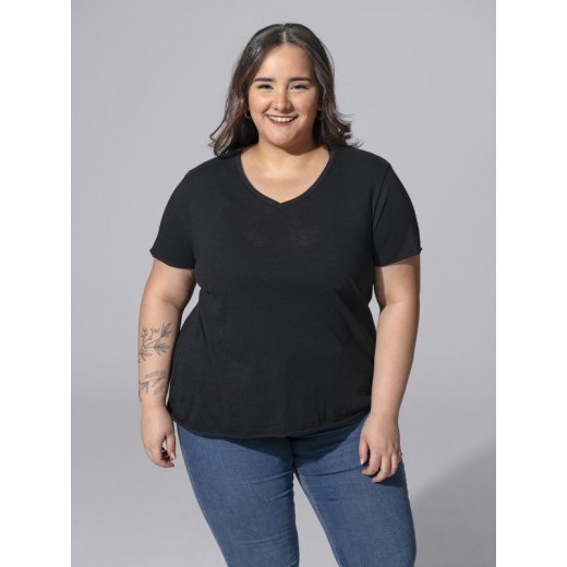T-SHIRT DONNA MANICA CORTA COLLO A V CURVES CURVSSLUB