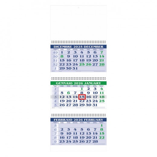 F004 CALENDARIO TRITTICO IN CARTA NATURALE. TRIMESTRALE 12 FOGLI