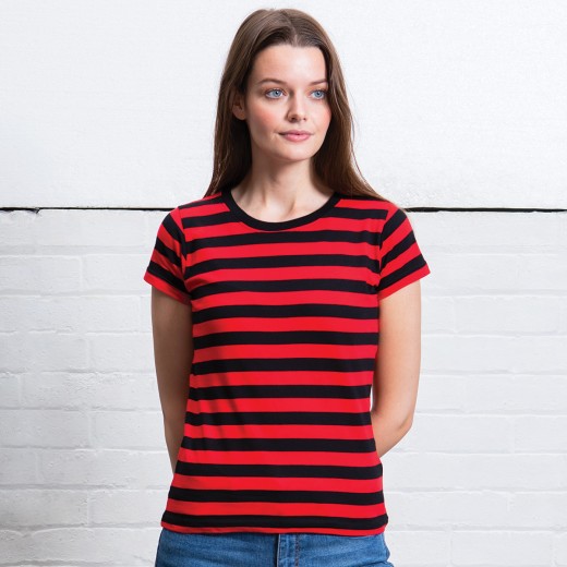 WOMEN'S STRIPY TEE 100%C