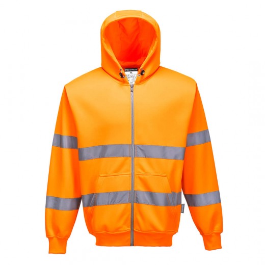 FELPA CON CAPPUCCIO E ZIP INTERA HI-VIS B305