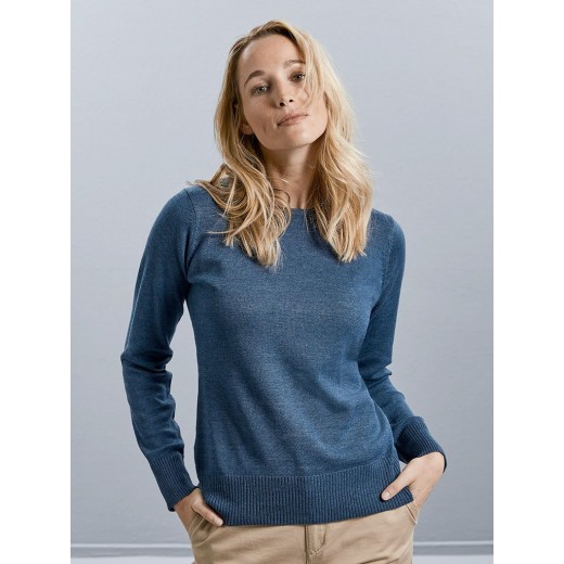 LADIES' CREW NECK KNITTED PULLOVER JE717F