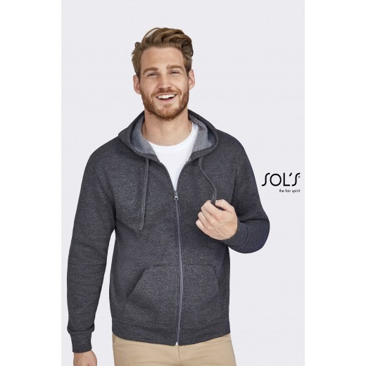 FELPA UNISEX FULL ZIP CON CAPPUCCIO STONE 01714