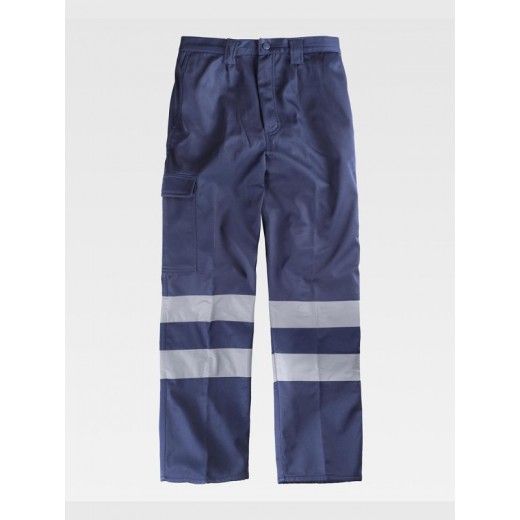 PANTALONE DA LAVORO MULTITASCHE INTERNO IN PILE BANDE RIFRANGENTI B1417