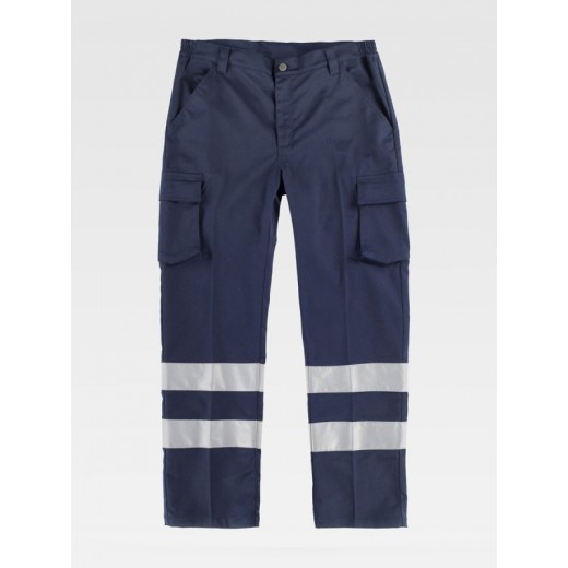 PANTALONE DA LAVORO MULTITASCHE BANDE RIFRANGENTI B1437