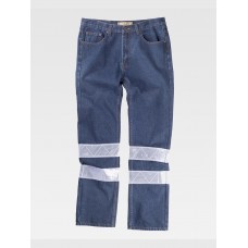 PANTALONE DA LAVORO 5 TASCHE TESSUTO DENIM BANDE RIFRANGENTI B4007