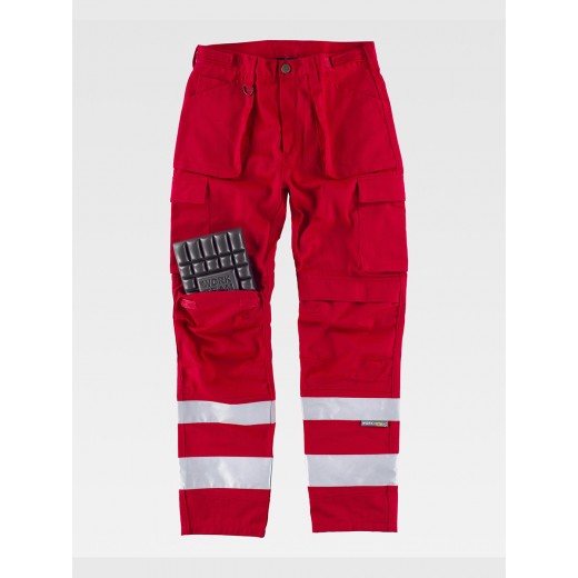 PANTALONE BANDE RIFRANGENTI TRIPLE CUCITURE PROTEZIONE ALLE GINOCCHIA C2911
