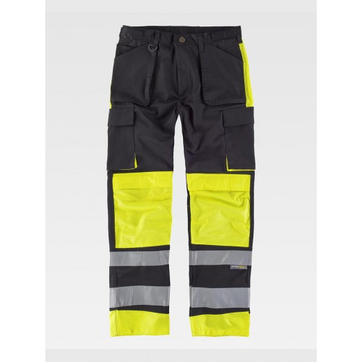 PANTALONE BANDE RIFRANGENTI TRIPLE CUCITURE PROTEZIONE ALLE GINOCCHIA C2914