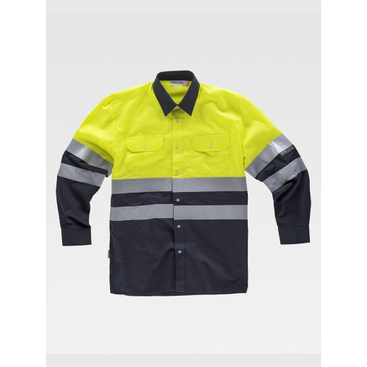 CAMICIA MANICA LUNGA ALTA VISIBILITA E BANDE RIFRANGENTI C3813