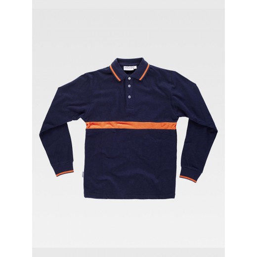 POLO MANICA LUNGA CON FASCIA COLORATA A CONTRASTO C3852