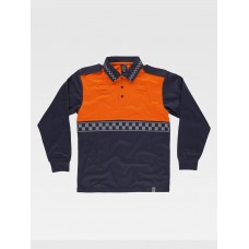 POLO MANICA LUNGA BANDE RIFRANGENTI A QUADRI C3856