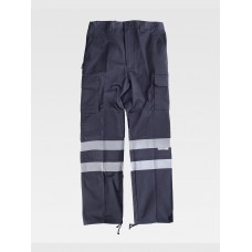 PANTALONE DA LAVORO MULTITASCHE BANDE RIFRANGENTI PROTEZIONE ALLE GINOCCHIA E GLUTEI C4016