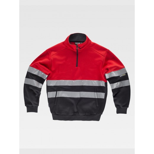 FELPA MEZZA ZIP BANDE RIFRANGENTI C9033