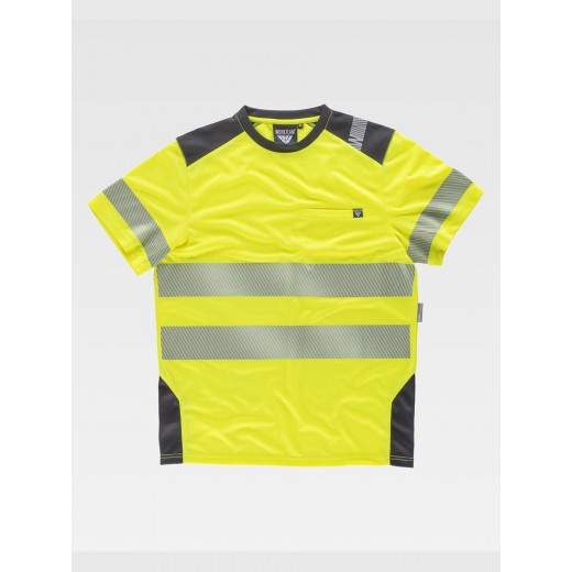 T-SHIRT MANICA CORTA ALTA VISIBILITA E BANDE RIFRANGENTI DISCONTINUE C9241
