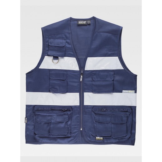 GILET MULTITASCHE LEGGERO BANDE RIFRANGENTI S3107