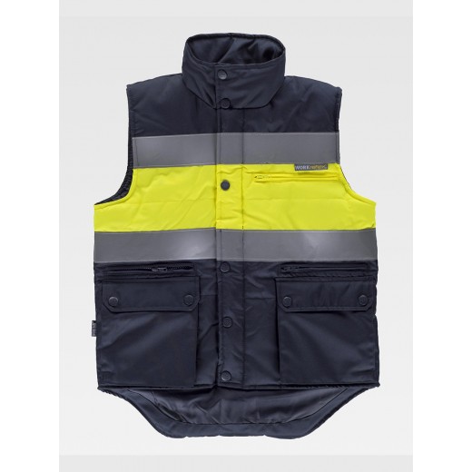 GILET INBOTTITO ALTA VISIBILITA E BANDE RIFRANGENTI S4032