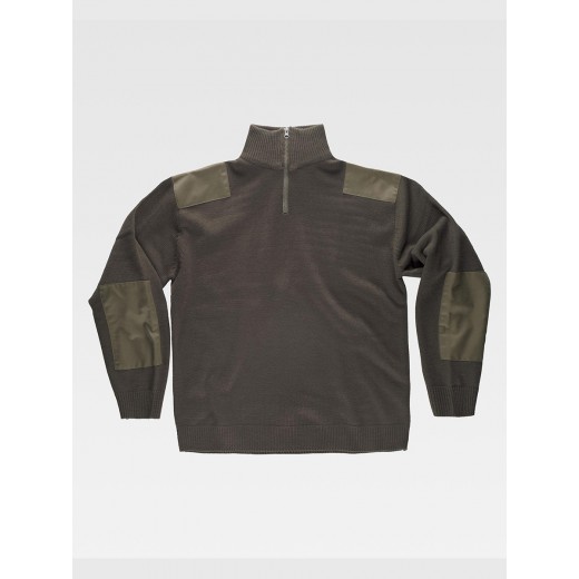 PULLOVER UNISEX MEZZA ZIP RINFORZI IN TWILL S5501