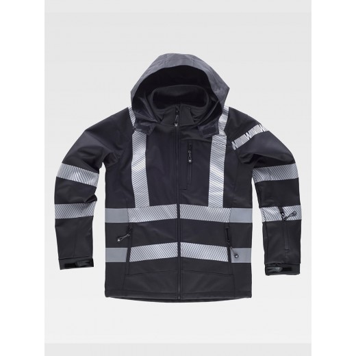 SOFTSHELL CON CAPPUCCIO BANDE RIFRANGENTI DISCONTINUE S9213